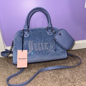 Juicy Couture Blue Handbag with Rhinestone Detailing